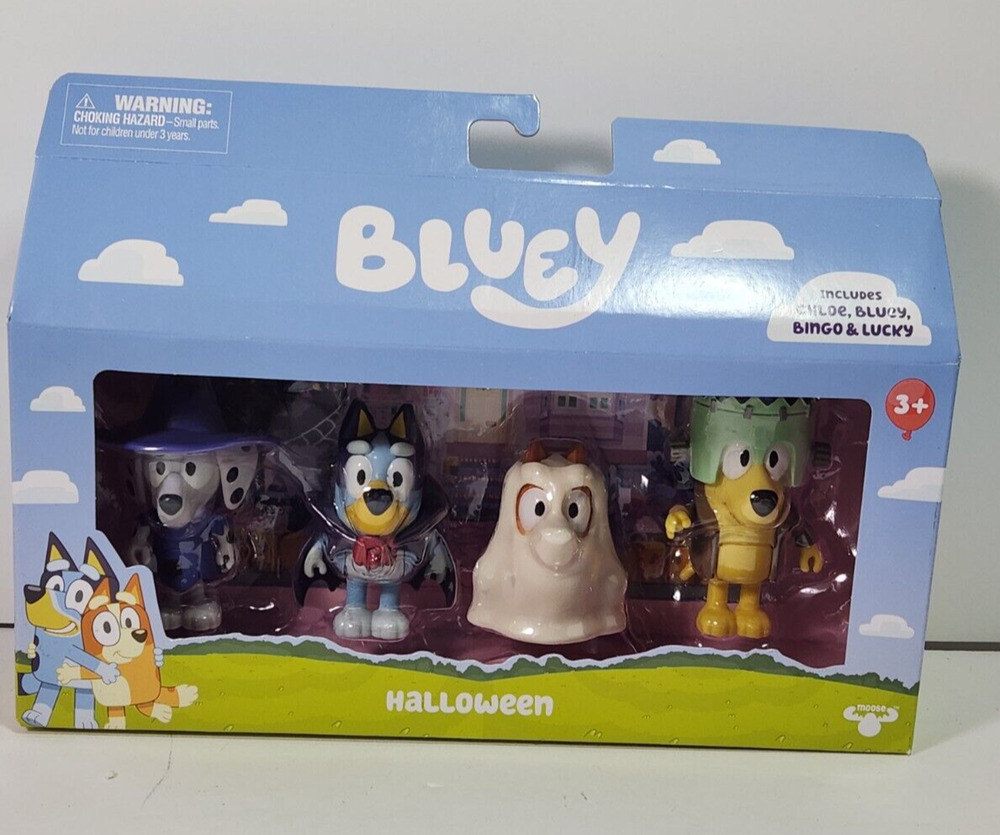 Bluey Costume Halloween 4 Pack Set Action Figures Bluey Bingo Lucky Chloe